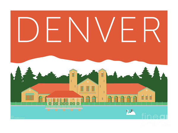 Denver Art Print featuring the digital art DENVER City Park/Coral by Sam Brennan
