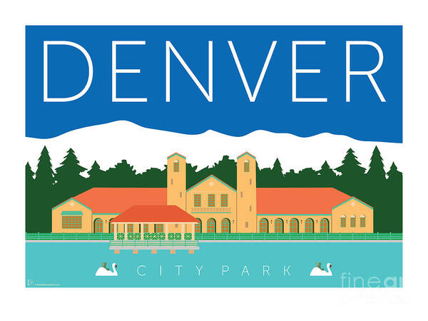 Denver Art Print featuring the digital art DENVER City Park by Sam Brennan