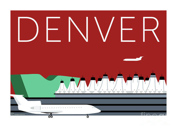 Denver Art Print featuring the digital art DENVER DIA/Maroon by Sam Brennan