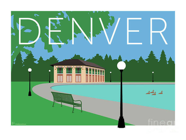 Denver Art Print featuring the digital art DENVER Washington Park/Blue by Sam Brennan