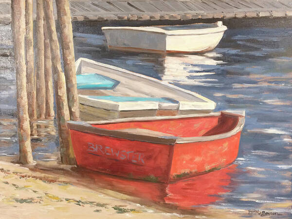 Art Print featuring the painting Dinghies Red and White by Barbara Hageman