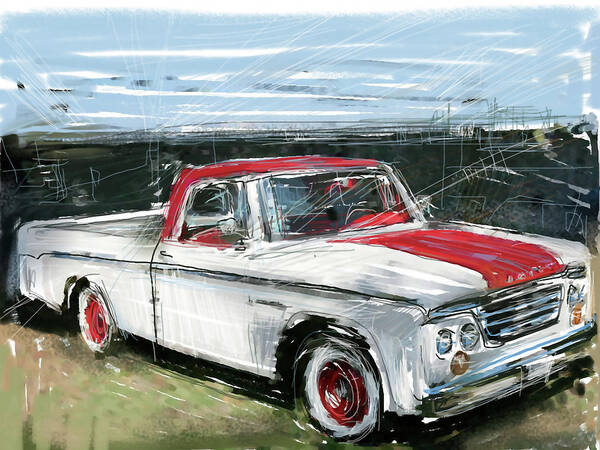 Dodge Art Print featuring the mixed media Dodge Truck by Russell Pierce