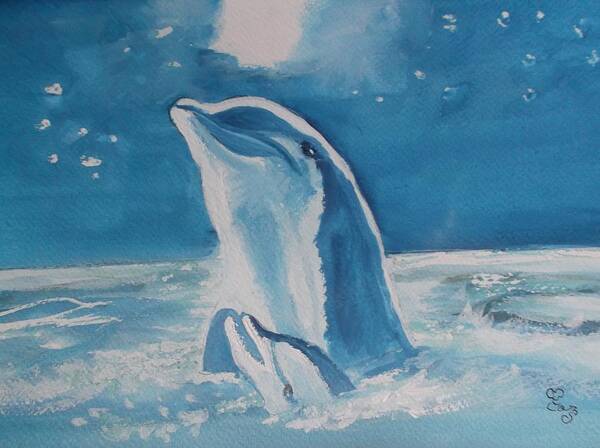Dolphins Art Print featuring the painting Dolphins by Carole Robins
