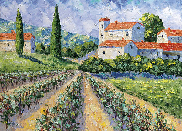 Seascape Art Print featuring the painting Domaine de Beaumet Provence by Frederic Payet