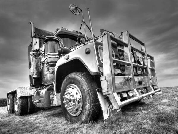 Big Rig Art Print featuring the photograph Done Hauling - Black and White by Gill Billington
