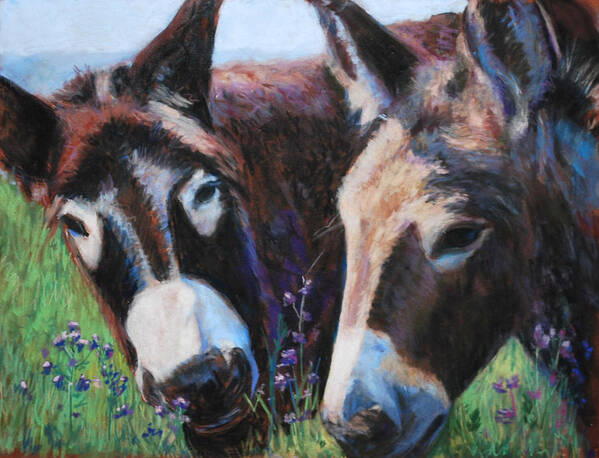 Donkeys Art Print featuring the painting Donkey Tonk by Billie Colson