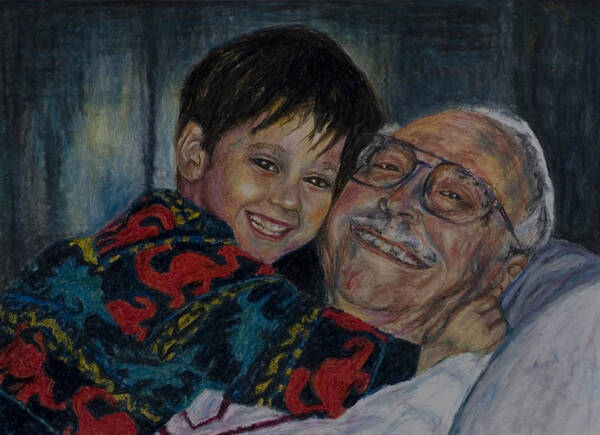 Portraits Art Print featuring the drawing Doug and PapaFred by Laurie Tietjen