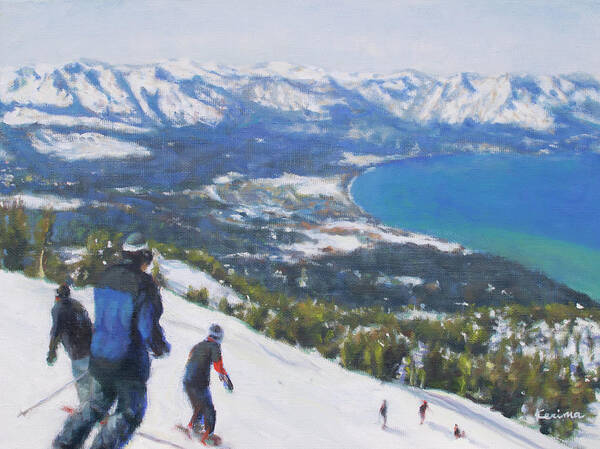 Ski Art Print featuring the painting Downhill Fun by Kerima Swain