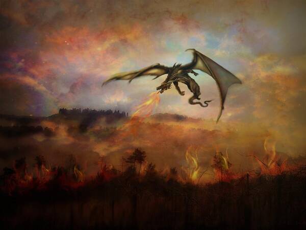 Dragon Art Print featuring the digital art Dracarys by Lilia D