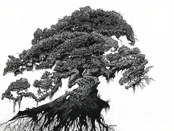Dragon Art Print featuring the drawing Dragon Tree by Stanley Morrison