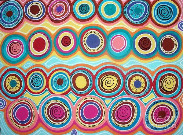Aboriginal Style Art Print featuring the painting Dream Circles by Karla Gerard