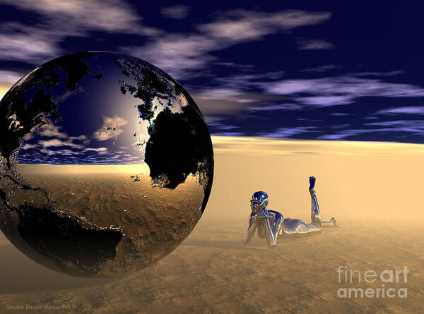 Bryce Art Print featuring the digital art Dreaming of Other Worlds by Sandra Bauser