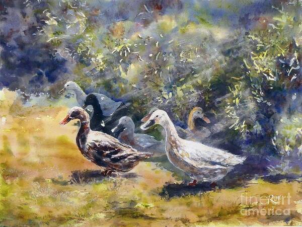 Ducks Art Print featuring the painting Duck's Day Out by Ryn Shell