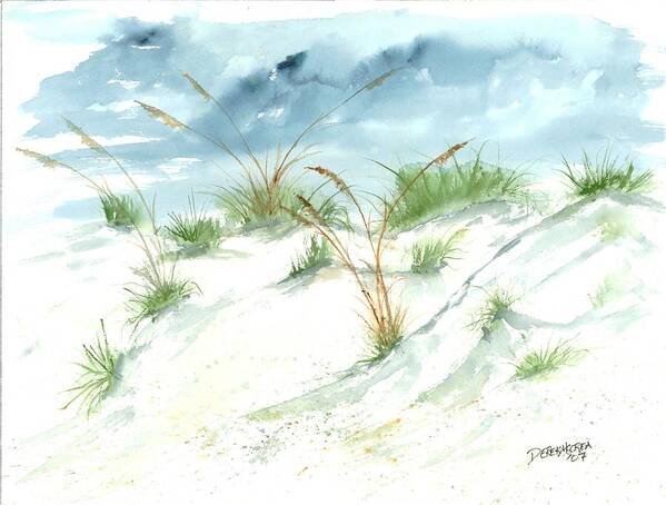 Beach Art Print featuring the painting Dunes 3 seascape beach painting print by Derek Mccrea