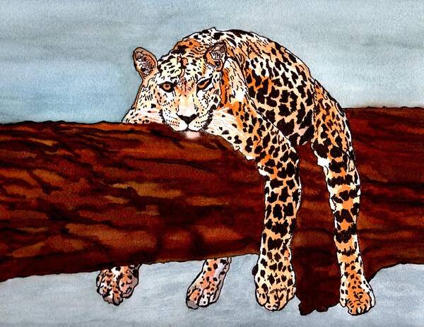 Lepard In A Tree Art Print featuring the painting Early Morning by Connie Valasco