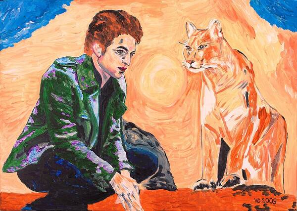 Edward Art Print featuring the painting Edward Cullen and his Diet by Valerie Ornstein