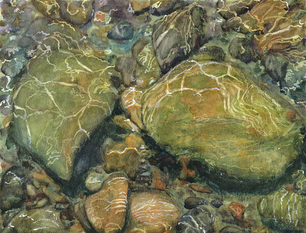 River Art Print featuring the painting Elbow River Rocks 6 by Madeleine Arnett