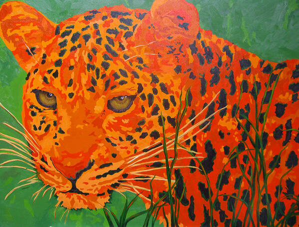 Leopard Art Print featuring the painting Elusive Threat by Cheryl Bowman