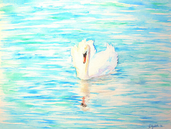 Swan Art Print featuring the painting Emerald Swan by Elizabeth Lock