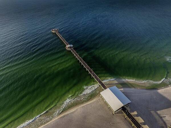 Alabama Art Print featuring the digital art Emerald Waters at The Gulf State Pier by Michael Thomas