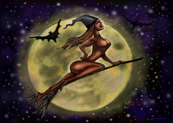Halloween Art Print featuring the digital art Enchanting Halloween Witch by Kevin Middleton
