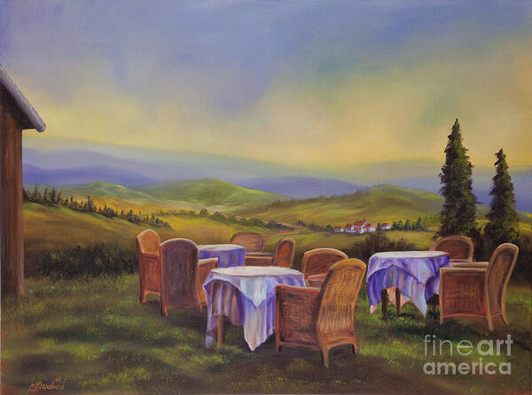 Tuscany Painting Art Print featuring the painting End of a Tuscan Day by Charlotte Blanchard