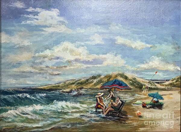 Beach Scenes Art Print featuring the painting End of Beach Day by Gail Allen