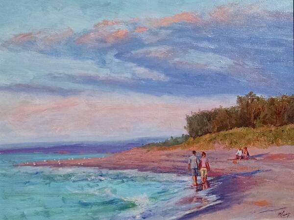 Water Art Print featuring the painting Evening Stroll by Michael Camp