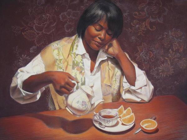 Portrait Art Print featuring the painting Evening Tea by Sue Halstenberg