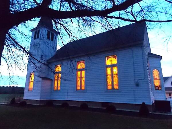 Real Estate Art Print featuring the photograph Exterior Church Evening by Kathern Ware