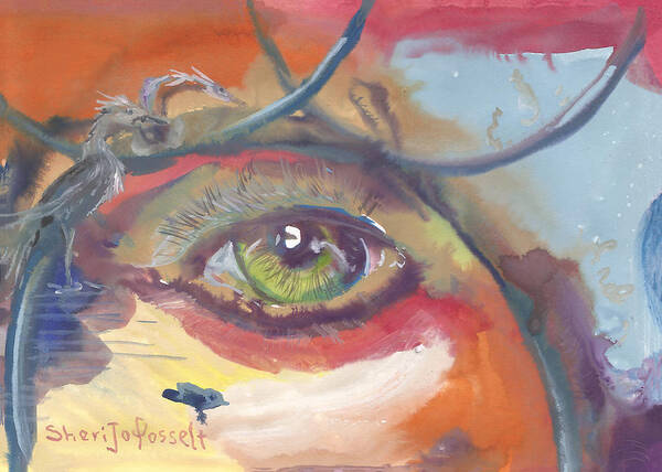Eye See A Bird Art Print featuring the painting Eye See a Bird by Sheri Jo Posselt