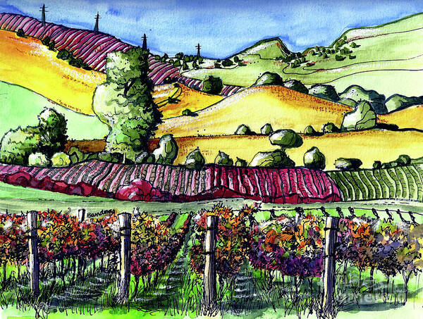 Napa Art Print featuring the painting Fairfield Vineyards by Terry Banderas