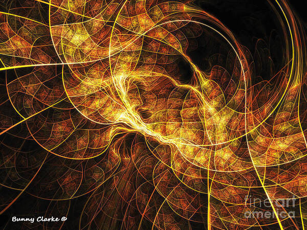 Fractal Art Print featuring the digital art Fall Leaf Textures by Bunny Clarke