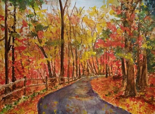 Fall Art Print featuring the painting Falling Leaves I by Cheryl Wallace