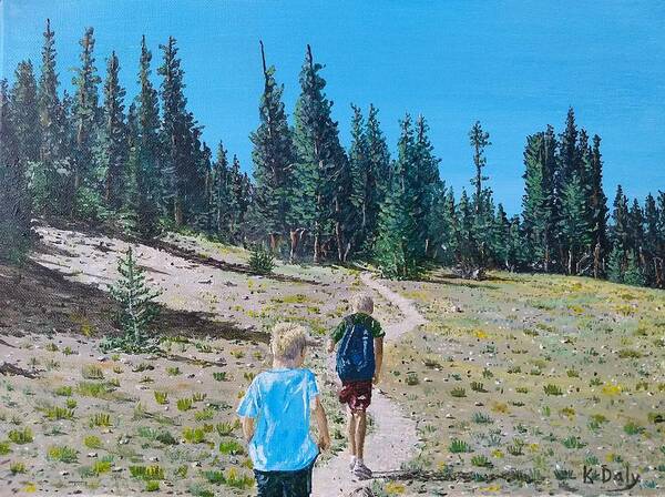 Mammoth Art Print featuring the painting Family hike by Kevin Daly