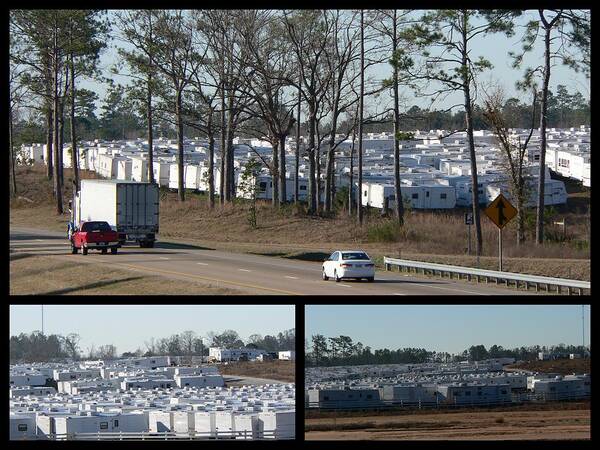 Fema Trailer Staging Area Art Print featuring the photograph FEMA Trailer Staging Area by Kathy K McClellan