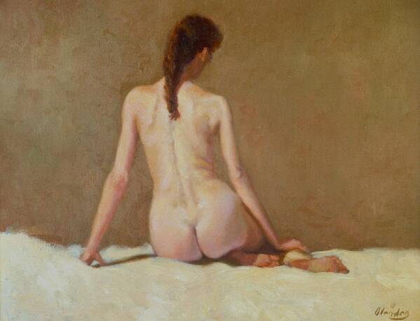 Nude De Dos  Study   Art Print featuring the painting Female nude  Back view   by David Olander