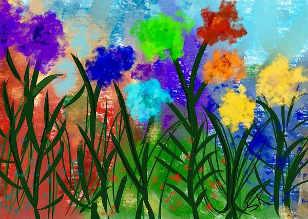 Flowers Art Print featuring the digital art Fence Flowers by Sherry Killam