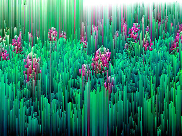 Glitch Art Print featuring the digital art Field of Glitches - Pixel Art by Jennifer Walsh