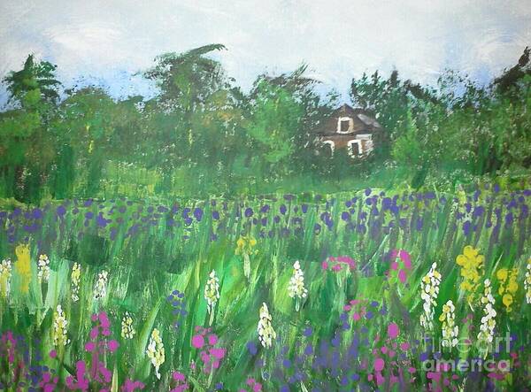 House Art Print featuring the painting Field of Wildflowers by Jimmy Clark