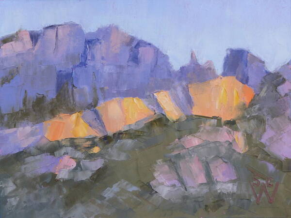 Landscape Art Print featuring the painting Finger Rock by Susan Woodward