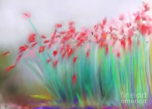 Abstract Art Print featuring the digital art Fire-Flowers-Spring by Scott Smith