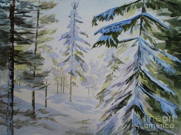 Winter Landscape Art Print featuring the painting First Snow and Sunshine by Martin Howard