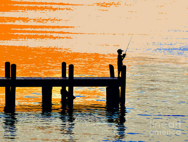 Boy Art Print featuring the painting Fishing boy by David Lee Thompson