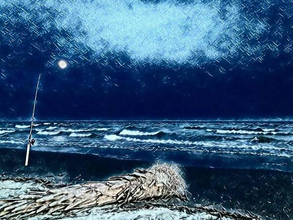 Fishing Art Print featuring the photograph Fishing for the Moon by Sherry Kuhlkin