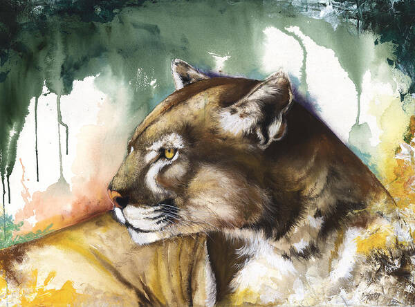 Florida Panther Art Print featuring the mixed media Florida panther 2 by Anthony Burks Sr