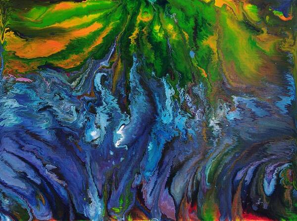 Zigzags Art Print featuring the painting Flow by Lori Kingston