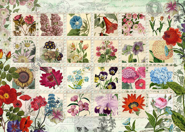 Flower Stamps Art Print by MGL Meiklejohn Graphics Licensing
