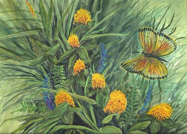 Grass Art Print featuring the painting Flower study eleven by Darren Cannell