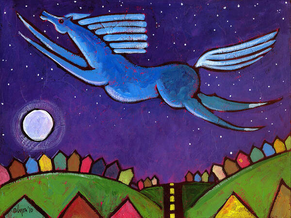 Night Art Print featuring the painting Fly Free from Normal by Angela Treat Lyon